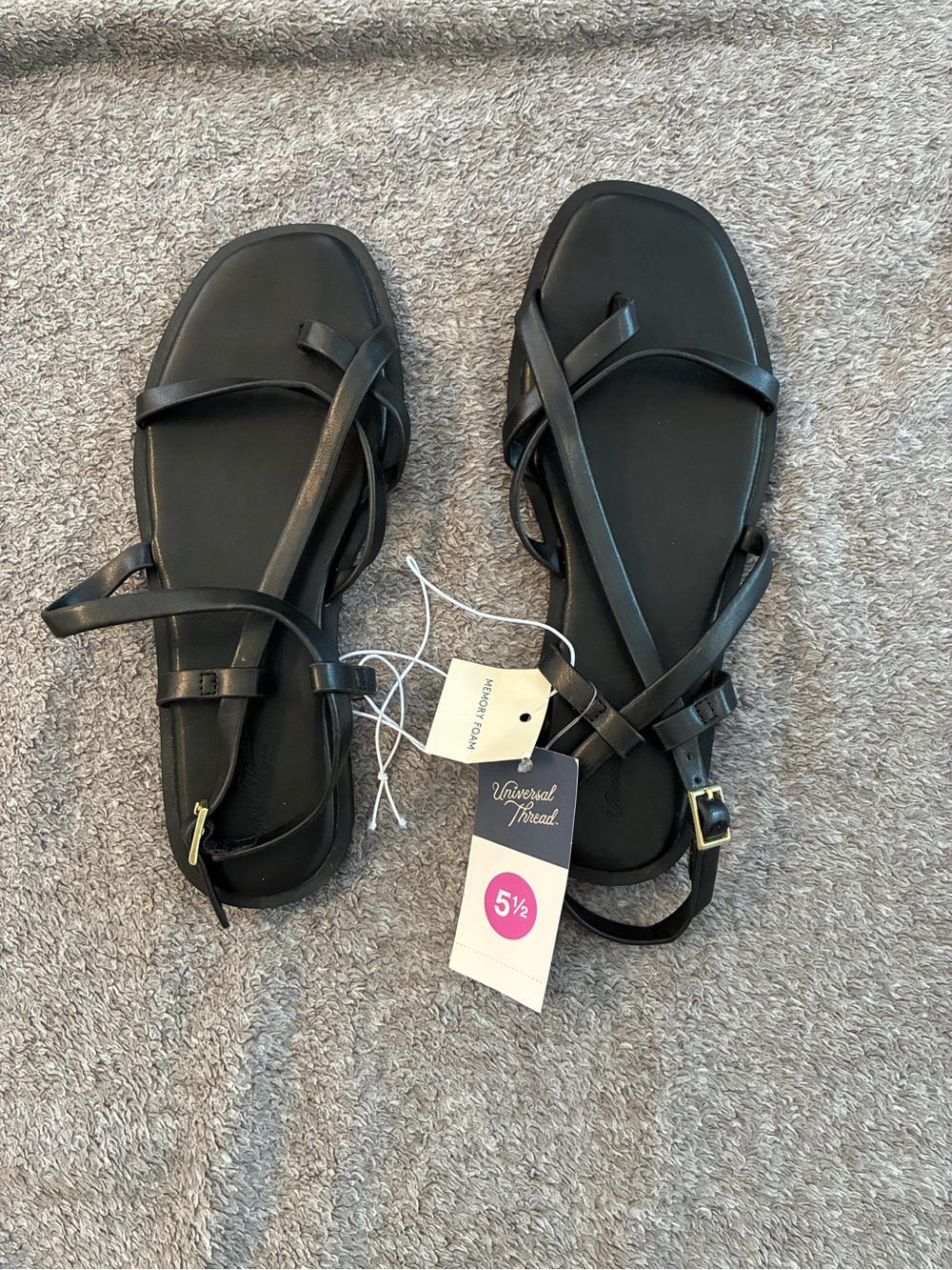 Universal Thread Black Minimalist Strappy Sandals